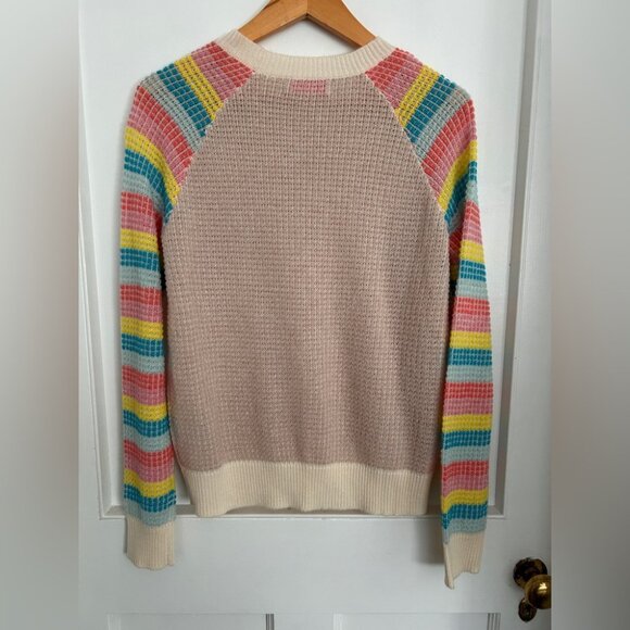 BNWOT Cocoa Cashmere London Sweater in Light Pink, Ivory and Striped Sleeves - Picture 6 of 9